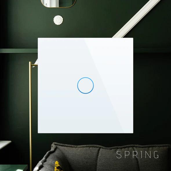 Actual product image Spring Three Gang, One Way Touch Switch, Glass Black