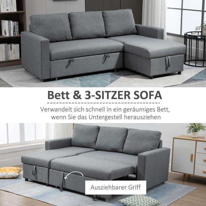 Actual product image Swisshandel24 Corner sofa with sleeping function Storage space Corner sofa with bed box Chaise longue Sofa bed (Corner sofa)