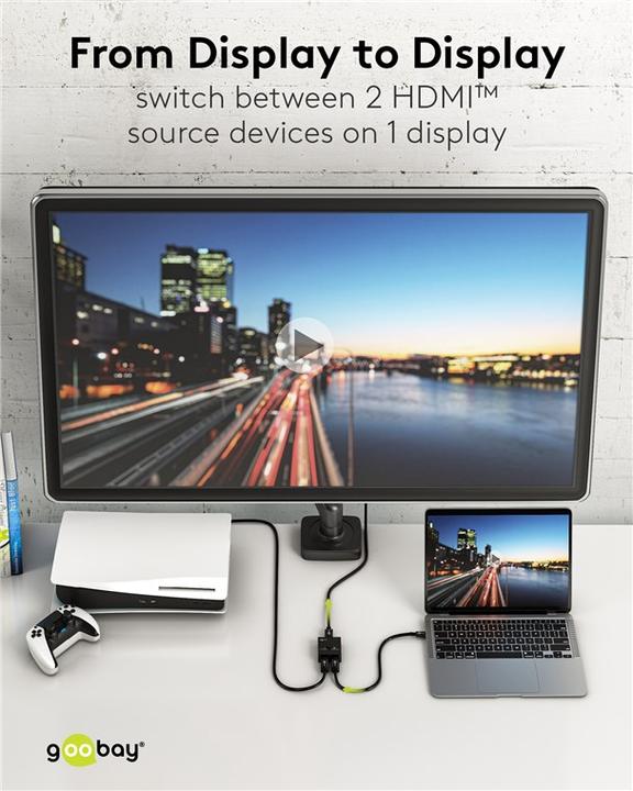 Produktbild Goobay Manuelle HDMI-Umschaltbox 2 auf 1 4K @ 30 Hz