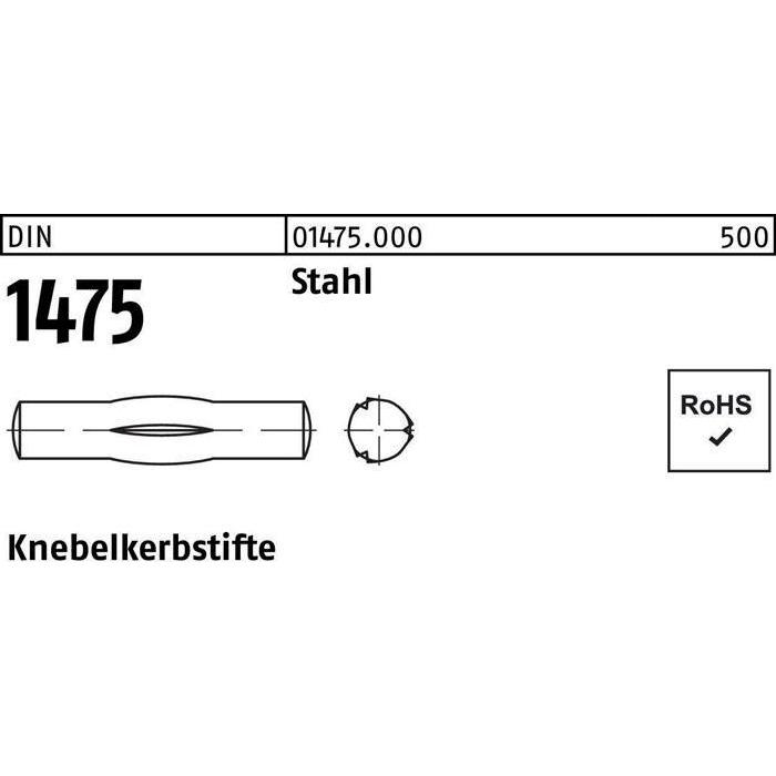 Zubehör Befestigungstechnik, Knebelkerbstift DIN 1475 4 x 12 Stahl DIN 1475