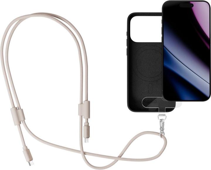 Immagine prodotto Makita Epico Handy-Lanyard beige / USB-C-zu-USB-C-Kabel / robuster Metallkarabiner (1.45 m, USB 2.0, 60 W)