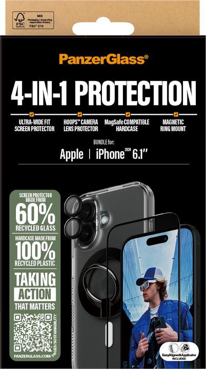 Productafbeelding PanzerGlass 4-in-1 Beschermingsbundel (1 Pcs., Apple iPhone 16)