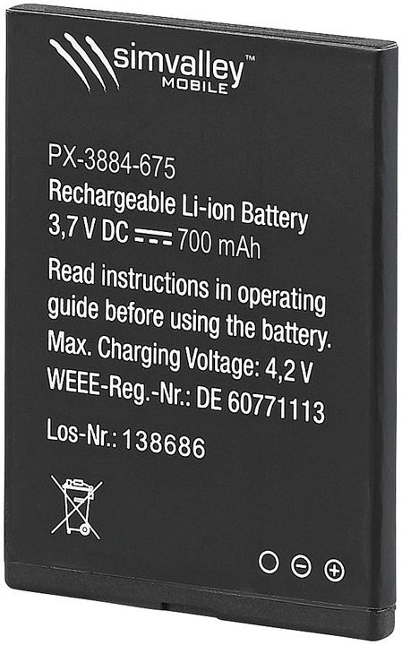 Produktbild Simvalley Reserve-Akku für Notruf-Handy XL-915 V2, XL-950, RX-800.radio