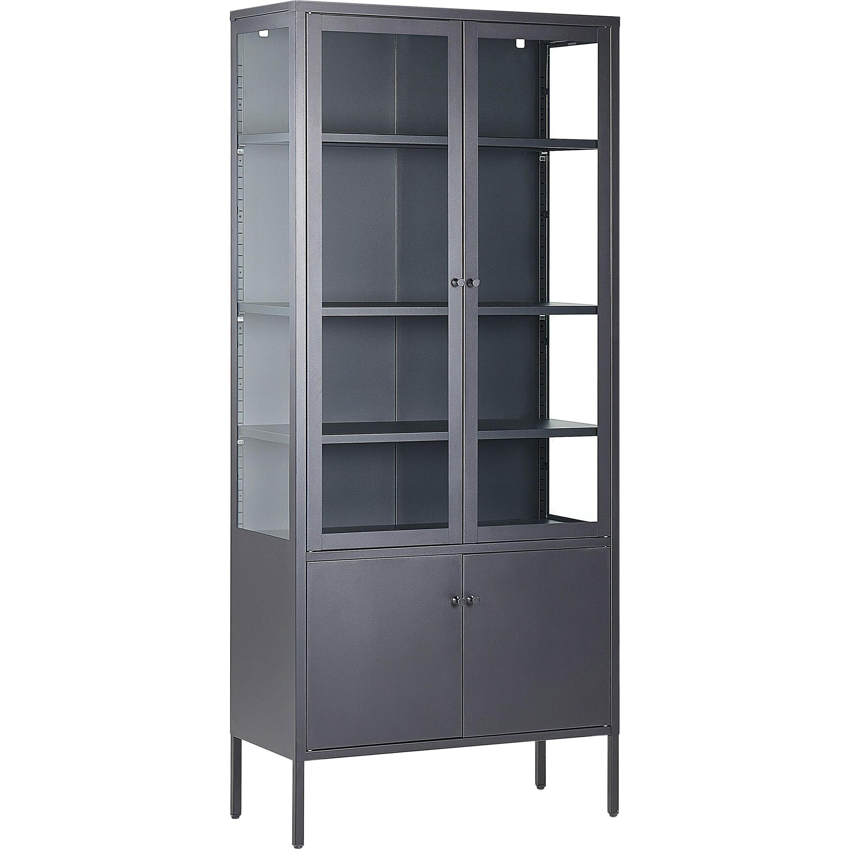 Beliani Schwarz Vitrine + Buffetschrank, Oxted (80 X 35 X 180 Cm)