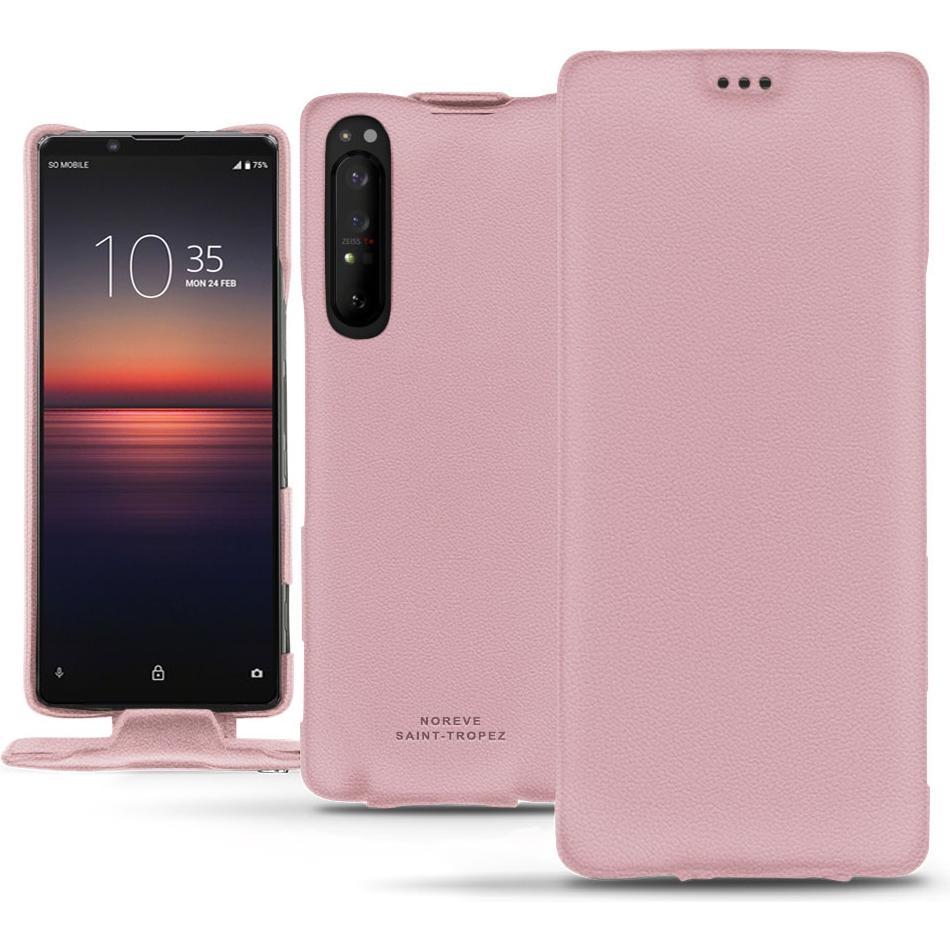 Noreve Lederschutzhülle vertikal (Sony Xperia 1 II), Smartphone Hülle, Rosa