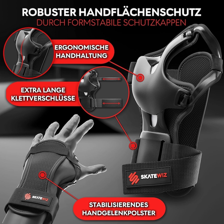 Actual product image Skatewiz Skate Protektoren Set (L, Wrist protectors, Elbow protectors, Knee pad, Pair)