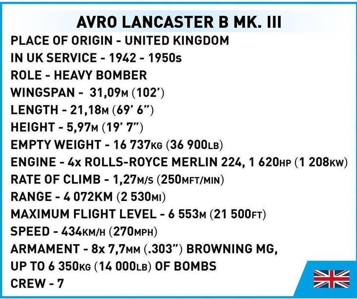 Nährwerte und Zutaten Cobi Lancaster B MK. III