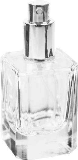 Immagine prodotto Flacone, quadrato, con pompa nebulizzatrice + tappo argentato, per 50 ml (50 ml)