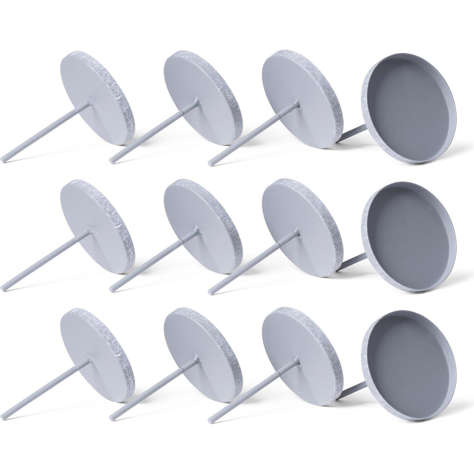 Novaliv, Kerzenständer, 12x Kerzenpick Flach 6,5 cm GRAU