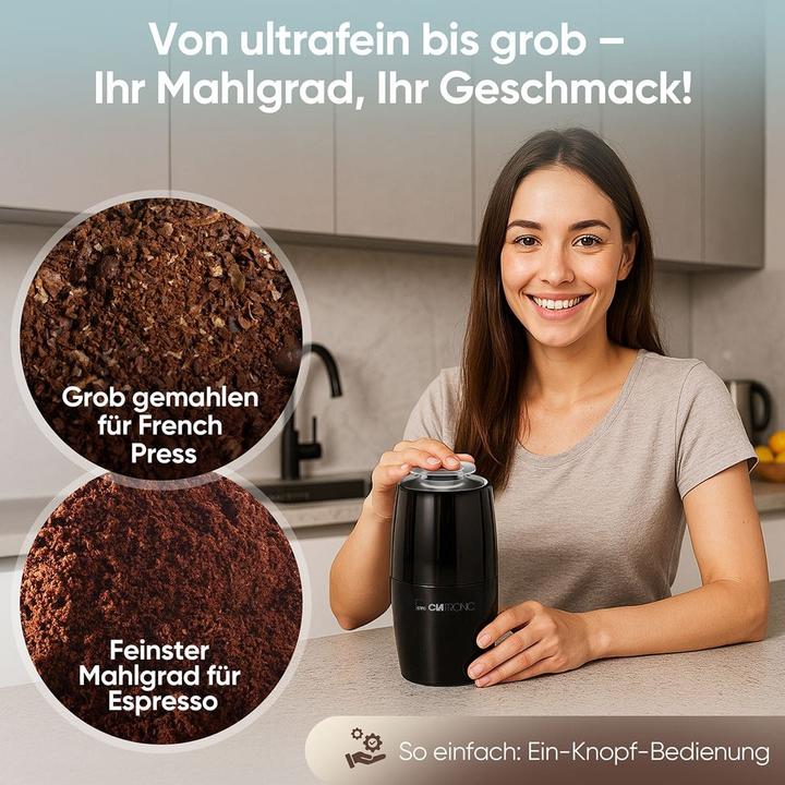 Produktbild Clatronic Kaffeemühle elektrisch, Edelstahl-Schlagmesser, 150 W