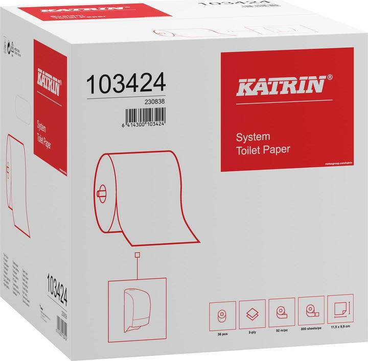 Produktbild Katrin Toilettenpapier Classic System ECO 2-lagig Tissue weiss Karton mit 36 R... (36 x)
