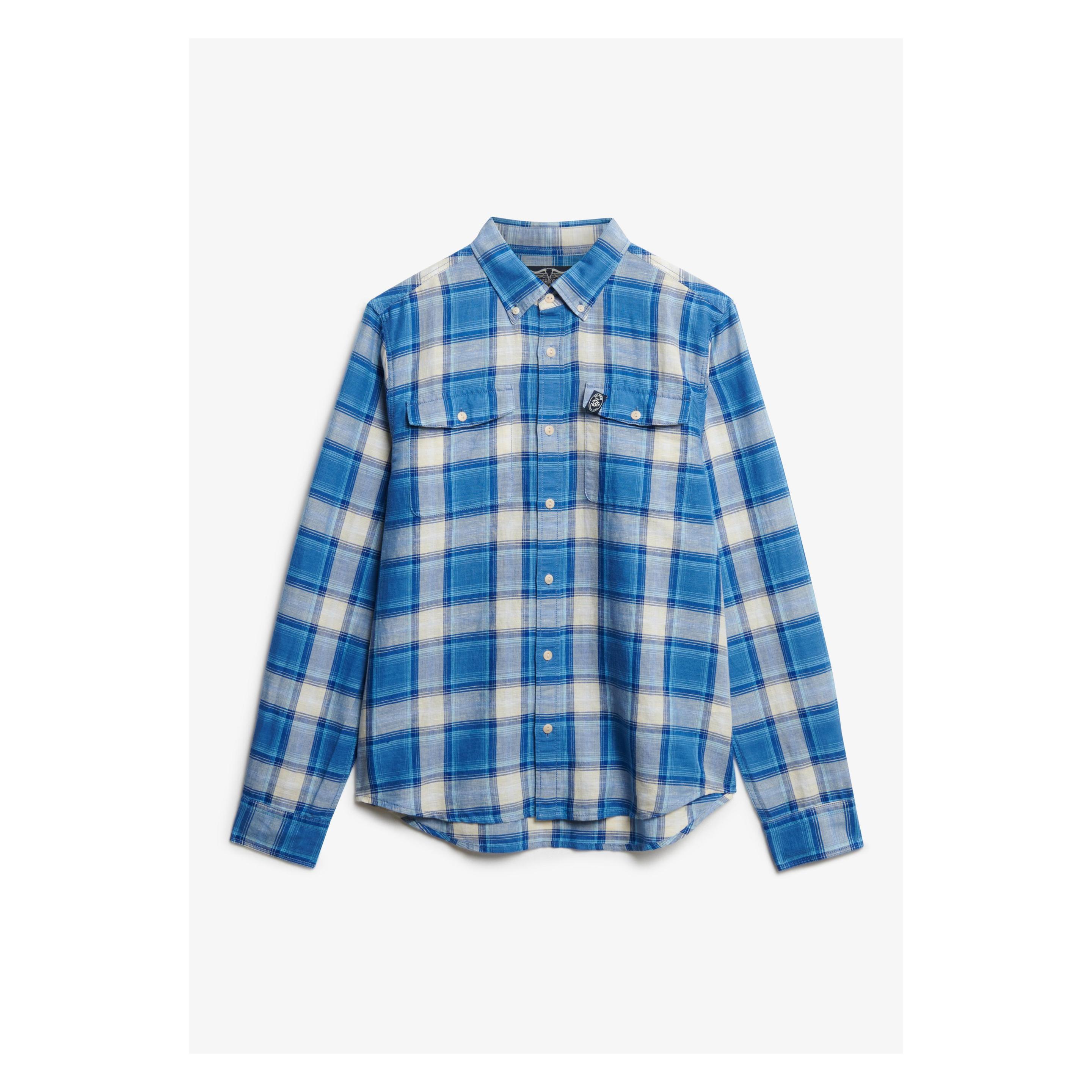 Superdry, Herren, Hemden, The Merchant Store – Karohemd Aus Leinen, Blau, (S)