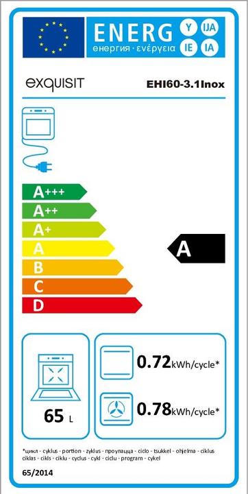 Label énergétique Exquisit EHI 60-3 acier inoxydable