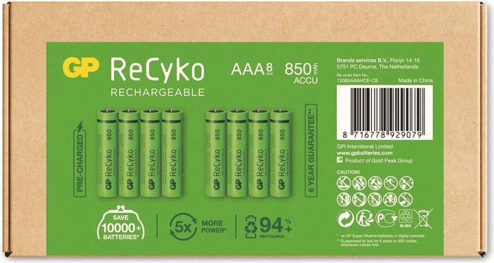 Produktbild GP Batteries Micro (AAA) Akku ReCyko+ Akkus 850 mAh (8 Stk., HR03, 850 mAh)