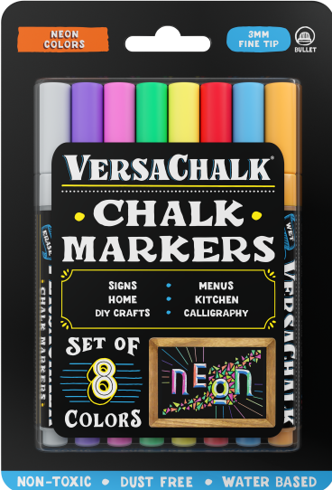 Produktbild VersaChalk - Neon Flüssigkreide Marker 8er Set mit 3mm Spitze (Mehrfarbig, 3 mm, 8 x)