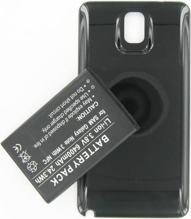 Produktbild AccuCell Akku Samsung Galaxy Note 3, B800BE, B800BU mit schwarzem Gehäuse ohne NFC
