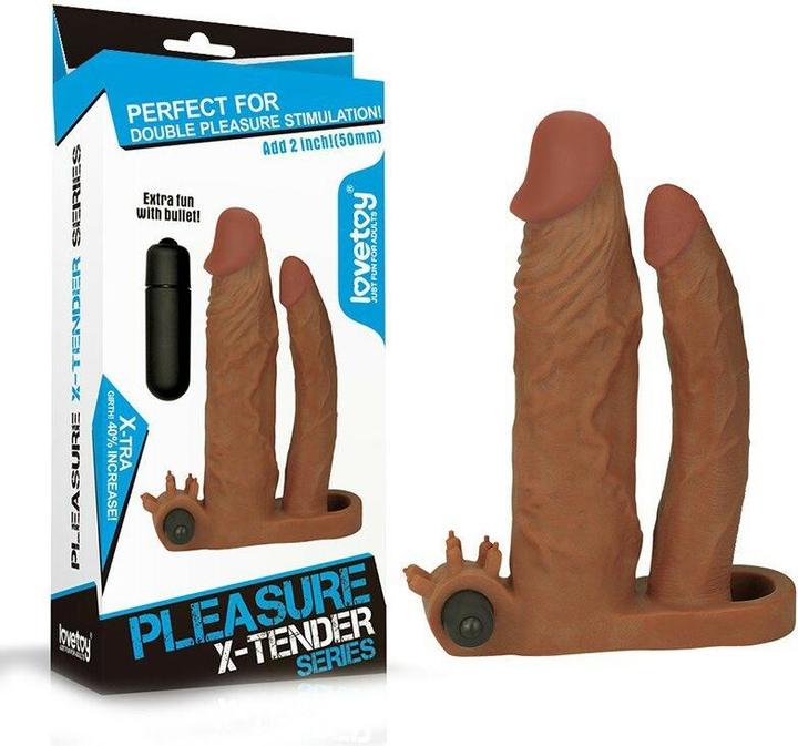 Produktbild Lovetoy Add 2"" Pleasure X Tender Vibrating Double Penis Sleeve