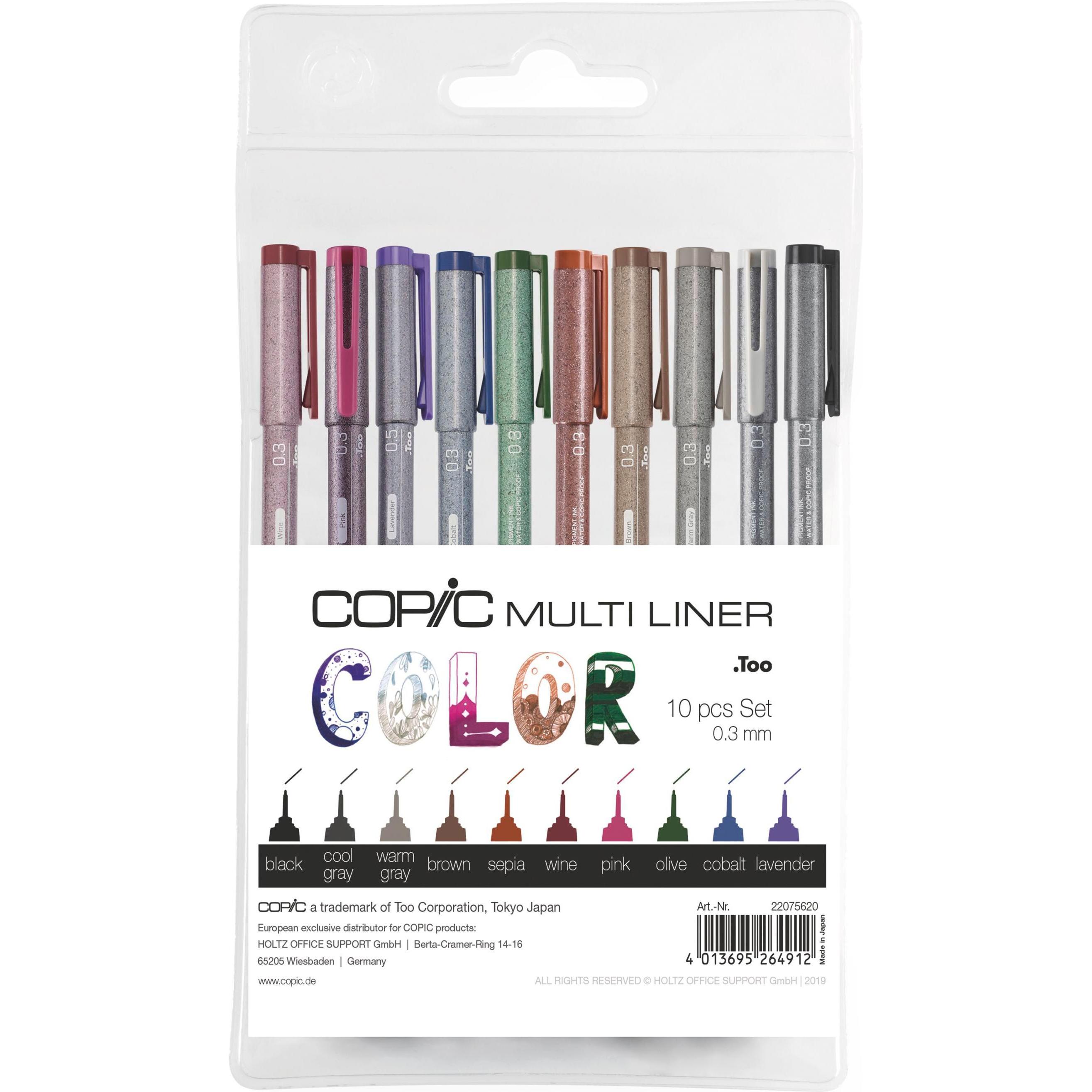Thumbnail - Copic, Schreibstifte, Multiliner Color Set, 0,3mm, 10 Stück (Olive, Lavender, Sepia, Schwarz, Warm Gray, Cool Gray, Pink...