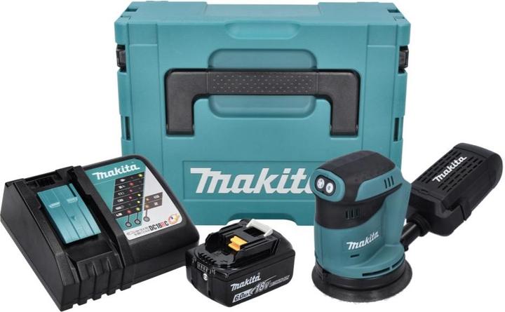 Actual product image Makita DBO 180 RG1J Battery random orbital sander 18 V 125 mm + 1x battery 6.0 Ah + charger + Makpac (Eccentric grinder)