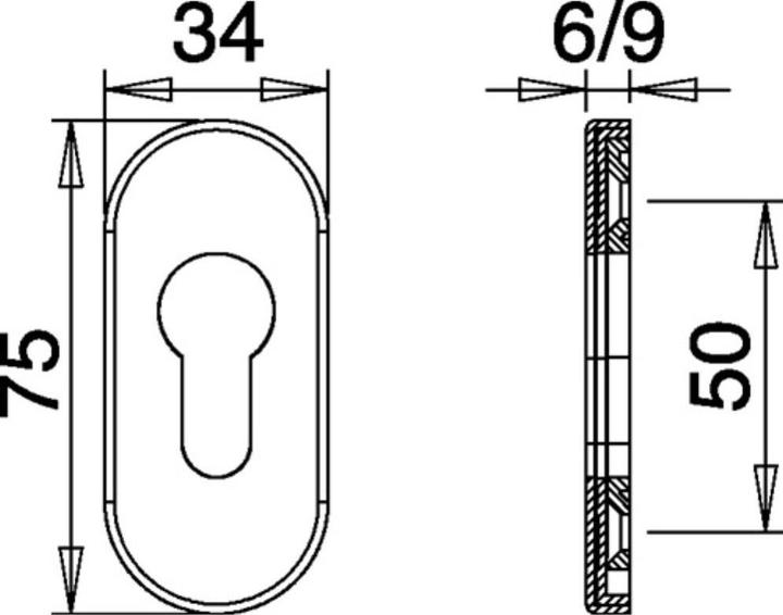 Image du produit EDI Cliprosette anti-feu 0813/6 Acier inoxydable EST Rosace ovale Porte profilée (Garniture de porte)