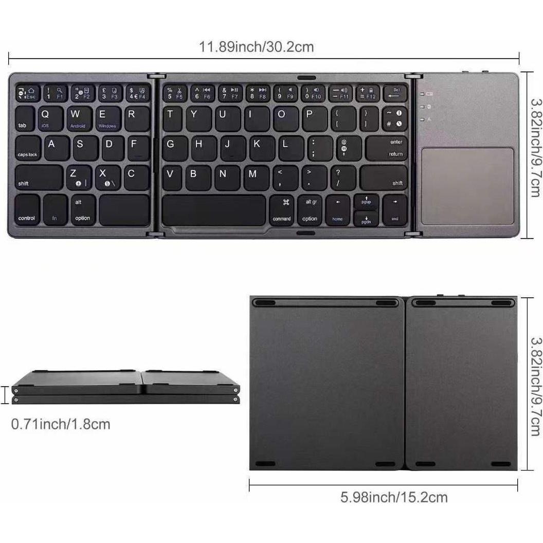 Thumbnail - CoreParts Foldable wireless keyboard (US, Kabellos), Tastatur, Grau
