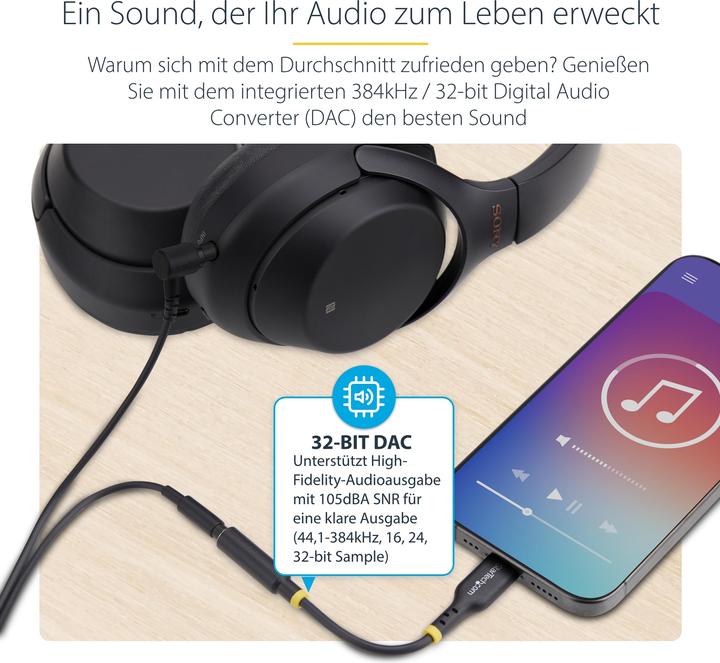 Produktbild StarTech Adap USB-C to 3.5mm Audio (M/F) (0.13 m)