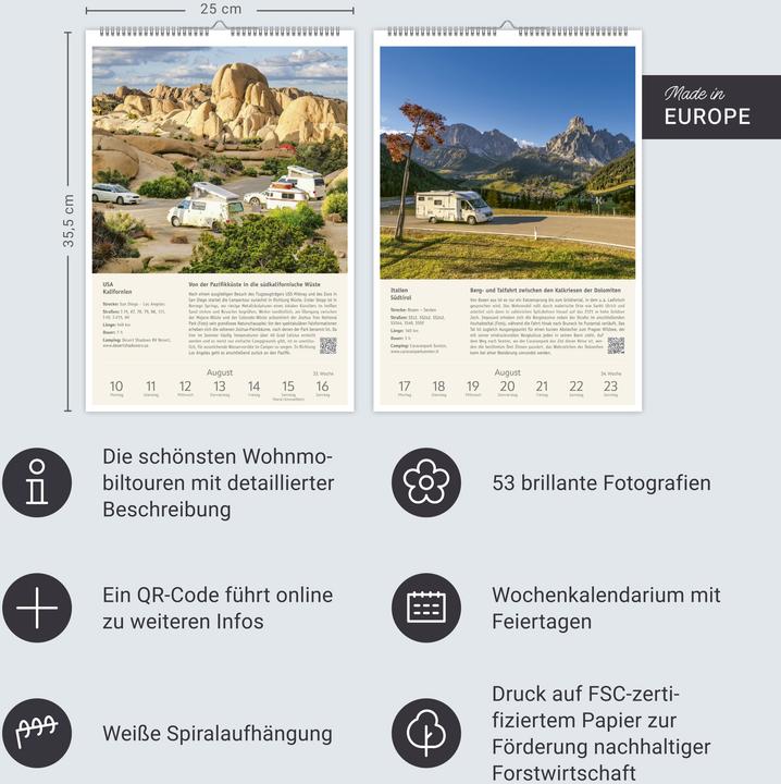 Produktbild Harenberg Campinglust Wochen-Kulturkalender 2026 - 53 unvergessliche Touren (Spezial)
