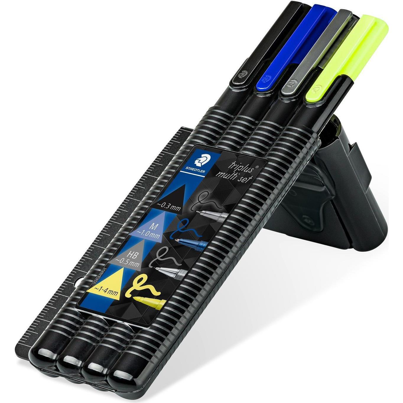 Staedtler, Schreibtisch Accessoire, Schreibset triplus multi set 34, 4-teilig in patentierter BOX mit integriertem Linea...