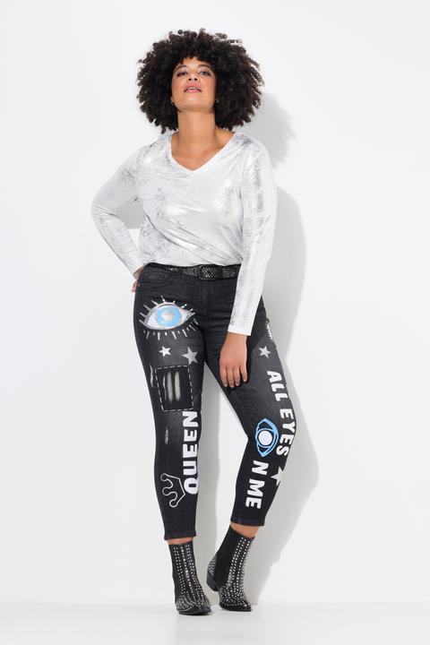 Actual product image Angel of Style Faded Look 5-Pocket Jeans with Stylish Prints (44)