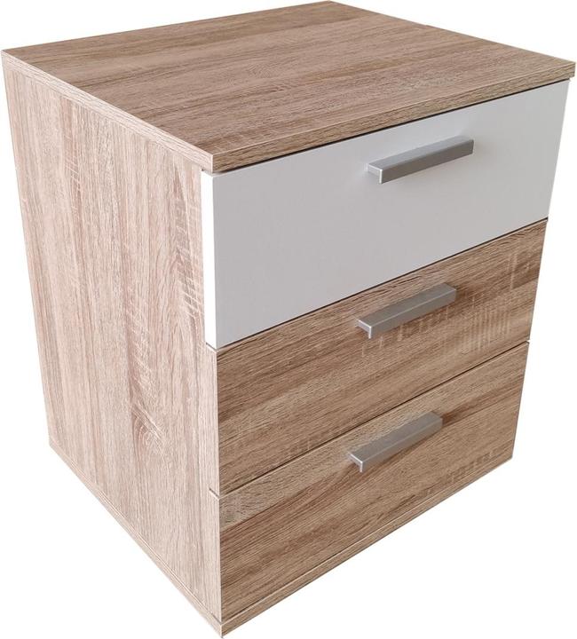 HTI-Living Nachtkommode 3 Schubladen Nina Sonoma Weiss (45 x 38 x 53 cm)