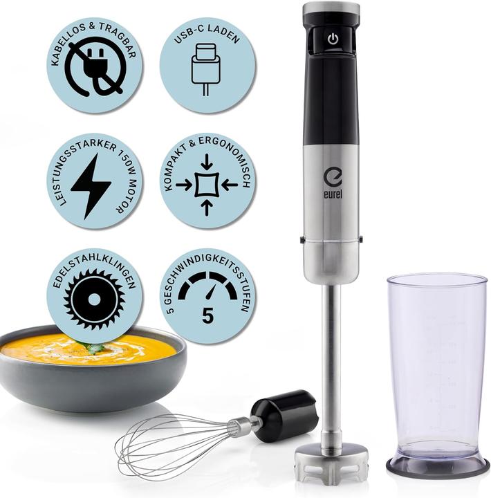 Produktbild Eurel Akku Stabmixer-Set mit Zubehör