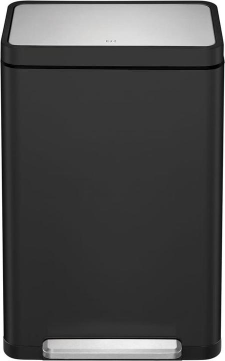 Actual product image EKO Waste separation system X-Cube pedal bin black 2 x 20 L made of brushed stainless steel with (40 l)