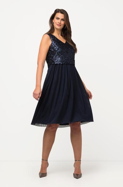 Immagine prodotto Ulla Popken Abito midi smanicato con paillettes e scollo a V (50, 52)