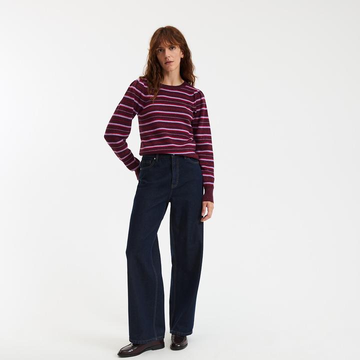 Immagine prodotto La Redoute Collections Gestreifter Pullover mit Rundhalsausschnitt aus feiner Maschenware mit Glanzgarn (S)