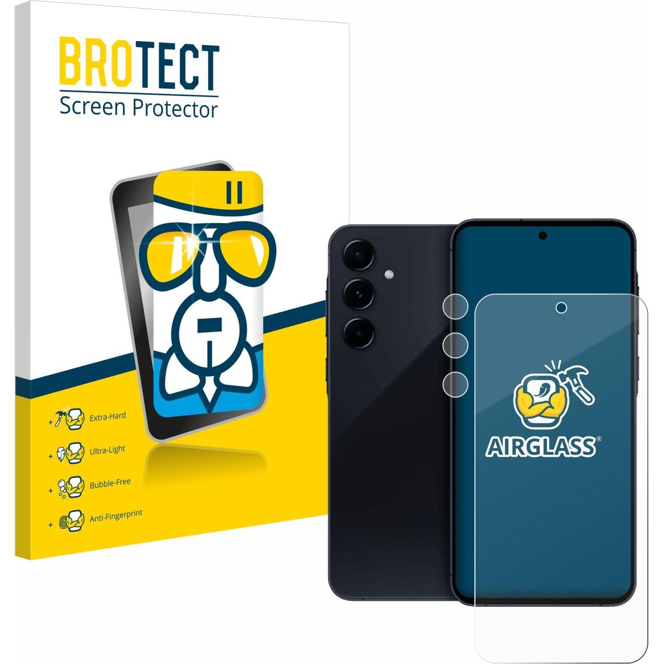 BROTECT AirGlass Panzerglasfolie (1 Stück, Samsung Galaxy A55), Smartphone Schutzfolie, Transparent