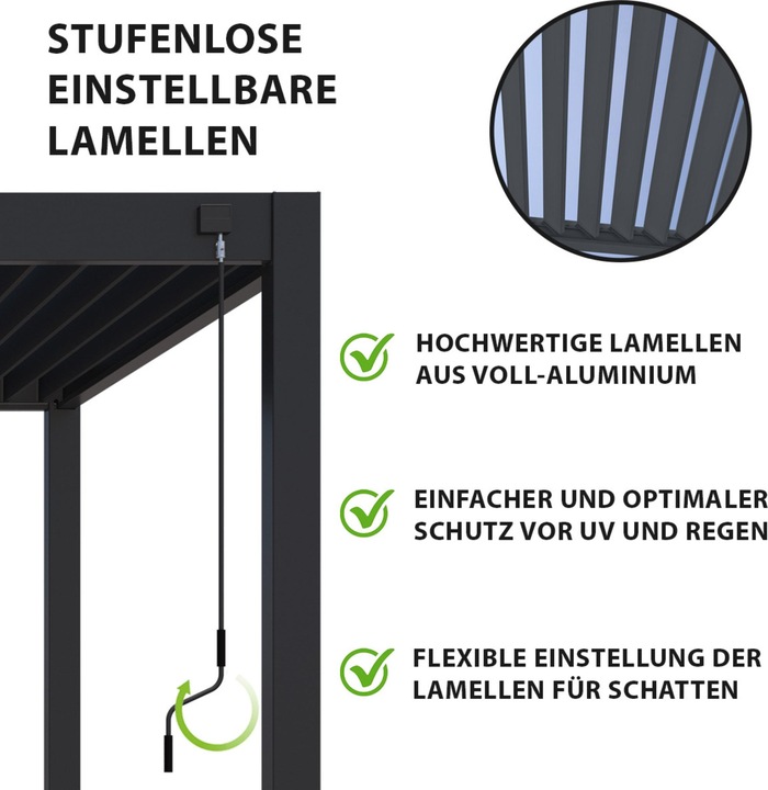 Actual product image Weide Pergola Deluxe Plus 3.6x7.2m with slatted roof anthracite (360 cm, 720 cm)