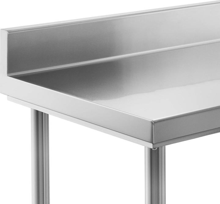 Actual product image Royal Catering Edelstahl Arbeitstisch Edelstahltisch Zerlegetisch 150 x 60 cm Aufkantung 159 kg