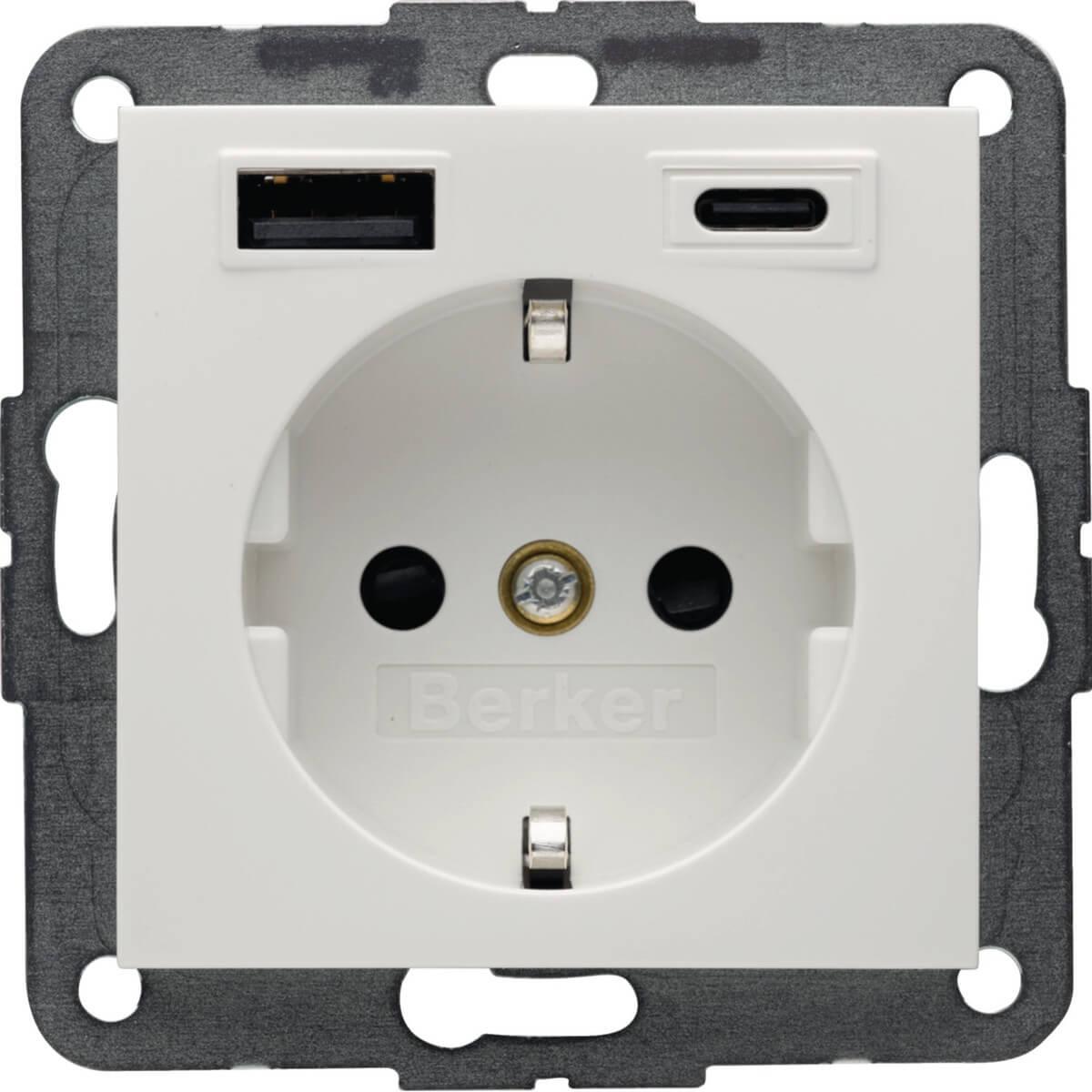 Berker, Presa di corrente, Steckdose SCHUKO/USB AC 20W PD S.1 pwg