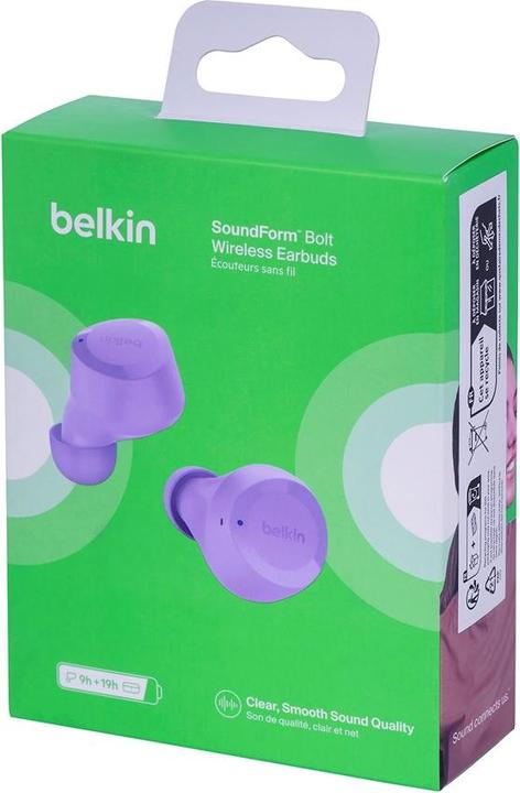 Produktbild Belkin wireless soundform bolt tws hellviolett (Keine Geräuschunterdrückung, 28 h, Kabellos)