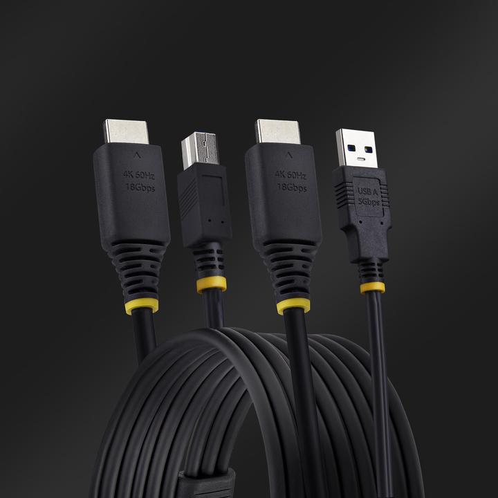 Image du produit StarTech .com HU12210-KVM-CABLE, 3,1 m, USB, USB, HDMI, Noir, HDMI + USB 3.2 Gen 1 Type-A