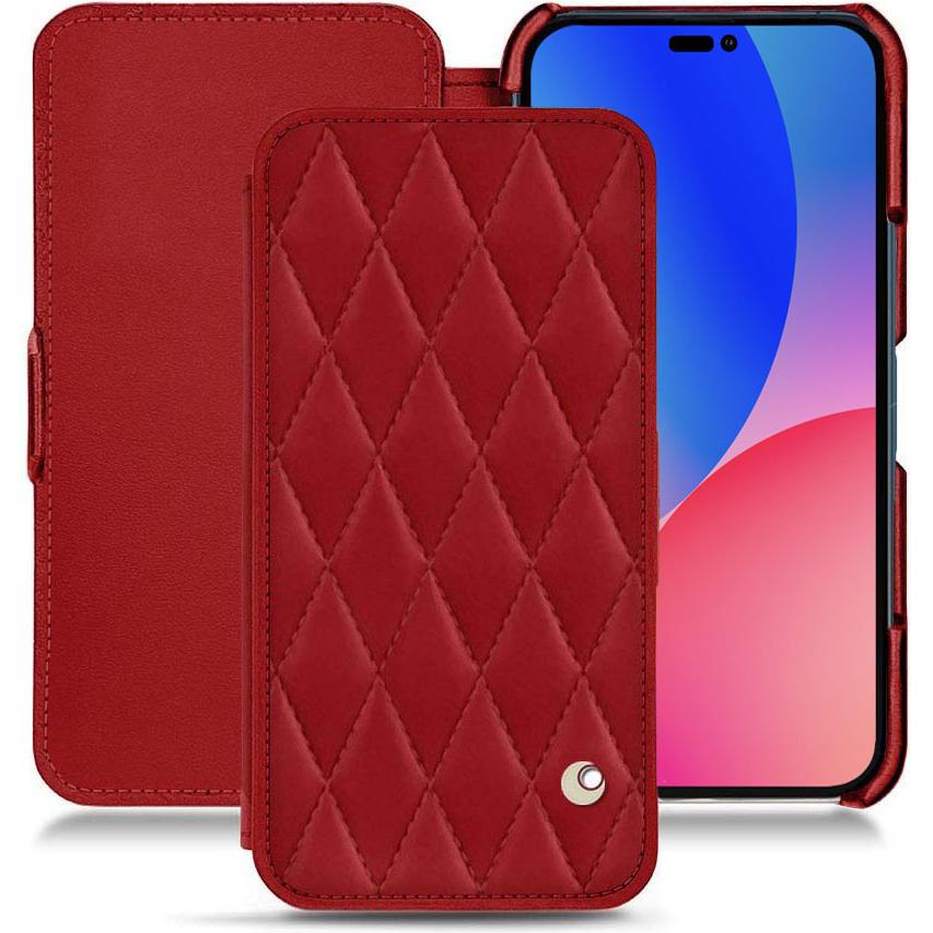 Noreve Lederschutzhülle horizontal (Apple iPhone 14 Pro Max), Smartphone Hülle, Rot