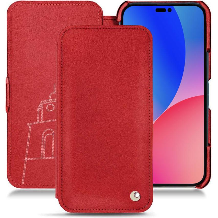 Noreve Lederschutzhülle horizontal (Apple iPhone 14 Pro Max), Smartphone Hülle, Rot
