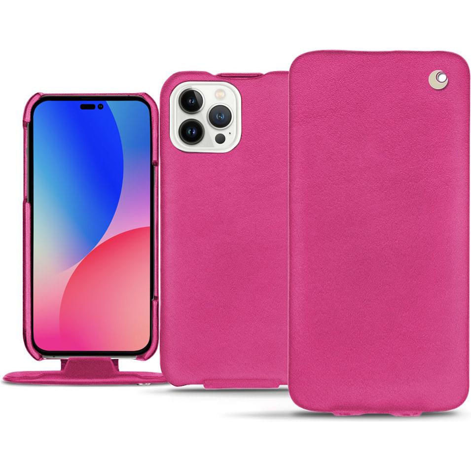 Noreve Lederschutzhülle vertikal (Apple iPhone 14 Pro Max), Smartphone Hülle, Rosa