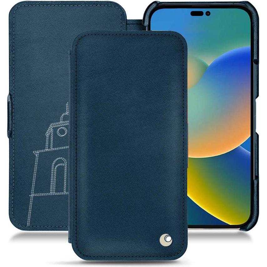 Noreve Lederschutzhülle horizontal (Apple iPhone 14), Smartphone Hülle, Blau