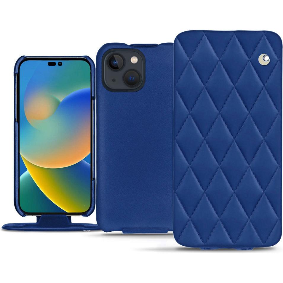 Noreve Lederschutzhülle vertikal (Apple iPhone 14), Smartphone Hülle, Blau