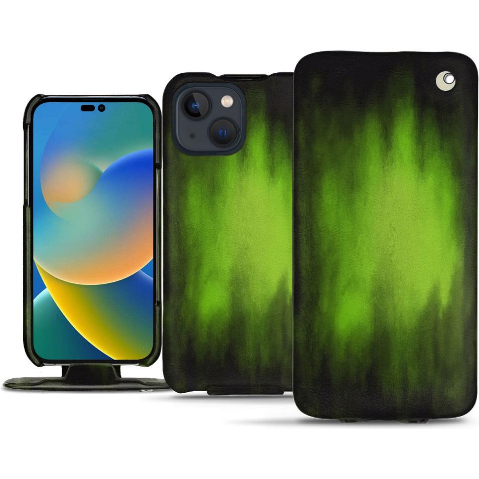 Noreve Lederschutzhülle vertikal (Apple iPhone 14), Smartphone Hülle, Grün