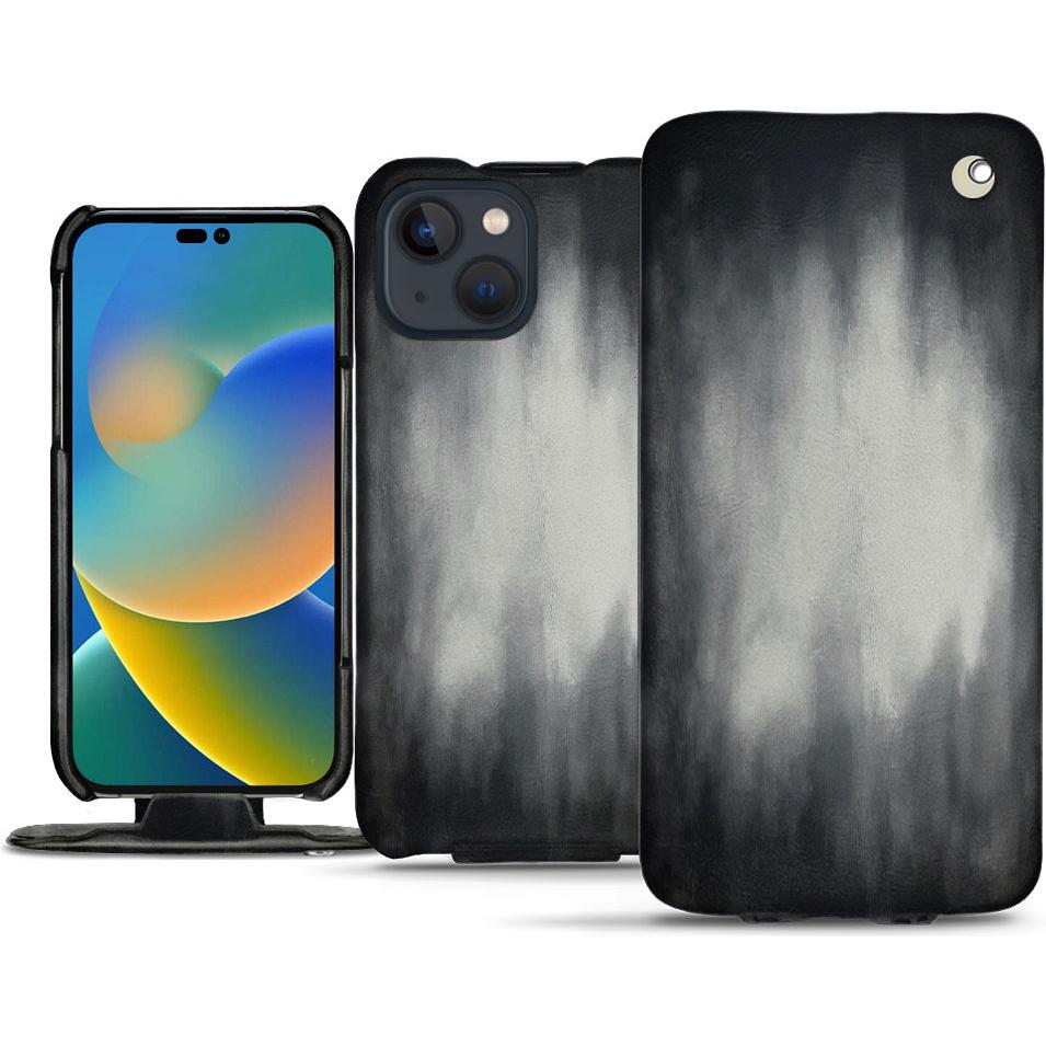 Noreve Lederschutzhülle vertikal (Apple iPhone 14), Smartphone Hülle, Grau