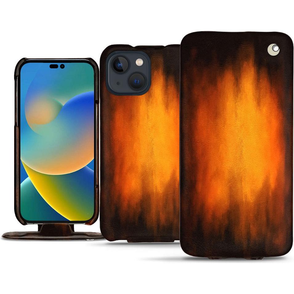 Noreve Lederschutzhülle vertikal (Apple iPhone 14), Smartphone Hülle, Violett