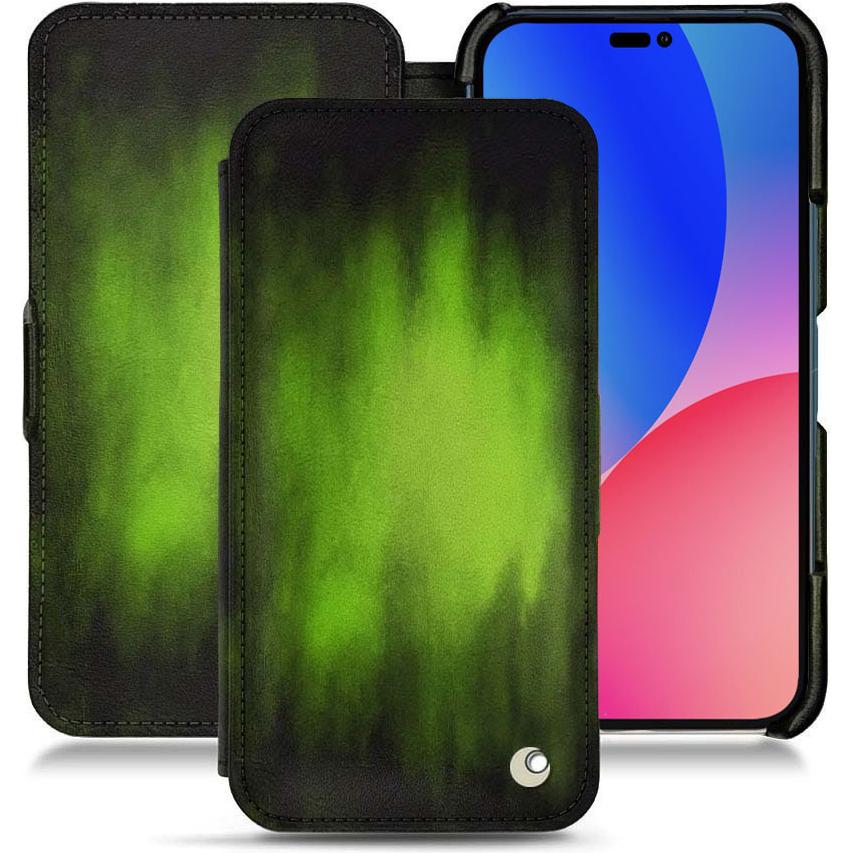 Noreve Lederschutzhülle horizontal (Apple iPhone 14 Pro Max), Smartphone Hülle, Grün