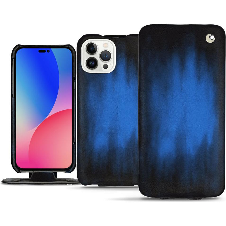 Noreve Lederschutzhülle vertikal (Apple iPhone 14 Pro Max), Smartphone Hülle, Blau